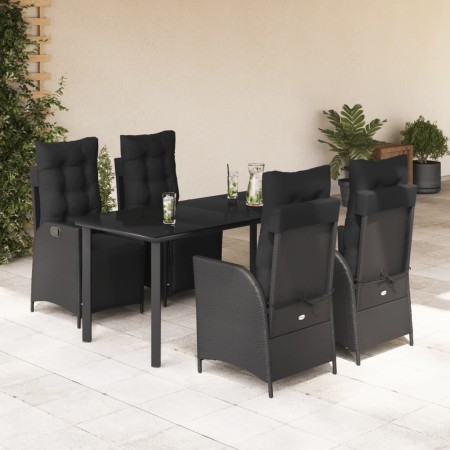 Set de muebles jardín 5 pzas con cojines ratán sintético negro en Conjuntos de jardín | Comprar online en Foru.es