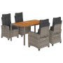 Set comedor de jardín 5 piezas con cojines ratán sintético gris de , Conjuntos de jardín - Ref: Foro24-3212674, Precio: 611,3...