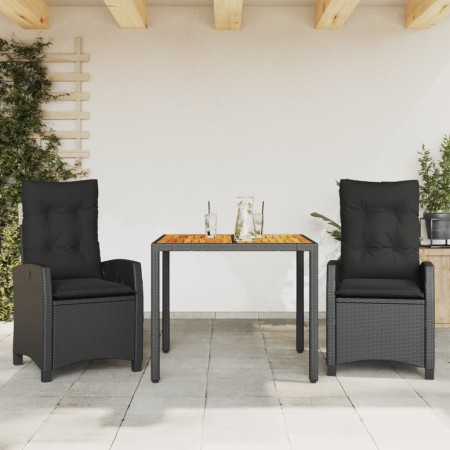 Set comedor de jardín 3 pzas con cojines ratán sintético negro de , Conjuntos de jardín - Ref: Foro24-3212662, Precio: 382,03...