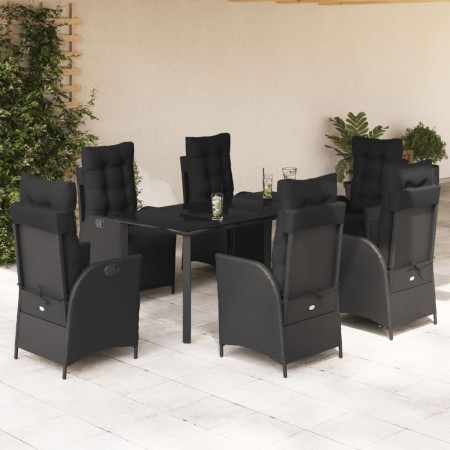 Set de comedor de jardín 7 pzas y cojines ratán sintético negro en Conjuntos de jardín | Comprar online en Foru.es