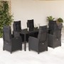 Set de comedor de jardín 7 pzas y cojines ratán sintético negro de , Conjuntos de jardín - Ref: Foro24-3212641, Precio: 924,8...
