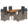 Set comedor jardín 7 pzas y cojines ratán sintético gris de , Conjuntos de jardín - Ref: Foro24-3212676, Precio: 862,25 €, De...
