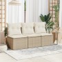 Sofá de jardín de 3 plazas con cojines ratán sintético beige de , Sofás de exterior - Ref: Foro24-366077, Precio: 169,30 €, D...