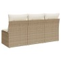 Sofá de jardín de 3 plazas con cojines ratán sintético beige de , Sofás de exterior - Ref: Foro24-366077, Precio: 169,30 €, D...