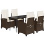 Set comedor de jardín 5 piezas y cojines ratán sintético marrón de , Conjuntos de jardín - Ref: Foro24-3212765, Precio: 615,1...