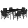 Set de comedor de jardín 7 pzas y cojines ratán sintético negro de , Conjuntos de jardín - Ref: Foro24-3212028, Precio: 648,8...