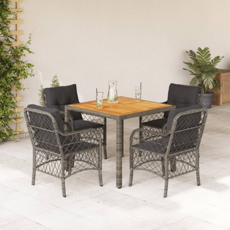 Set comedor de jardín 5 piezas con cojines ratán sintético gris de , Conjuntos de jardín - Ref: Foro24-3212049, Precio: 477,6...
