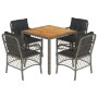 Set comedor de jardín 5 piezas con cojines ratán sintético gris de , Conjuntos de jardín - Ref: Foro24-3212049, Precio: 477,6...