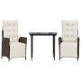 Set comedor de jardín 3 piezas y cojines ratán sintético marrón en Conjuntos de jardín | Comprar online en Foru.es