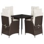 Set comedor de jardín 5 piezas y cojines ratán sintético marrón en Conjuntos de jardín | Comprar online en Foru.es
