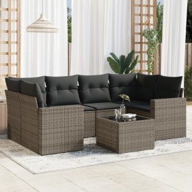 Set de sofás de jardín 7 piezas con cojines ratán PE gris de , Sofás modulares de exterior - Ref: Foro24-3251057, Precio: 457...
