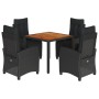 Set de muebles jardín 5 pzas con cojines ratán sintético negro de , Conjuntos de jardín - Ref: Foro24-3212907, Precio: 641,25...