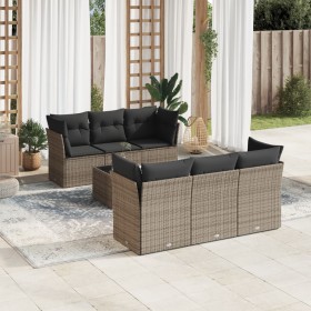 Set de sofás de jardín 7 piezas con cojines ratán PE gris de , Conjuntos de jardín - Ref: Foro24-3249099, Precio: 443,42 €, D...