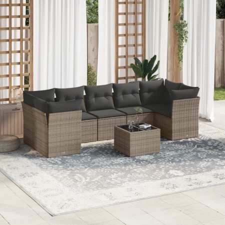 Set de sofás de jardín 8 pzas y cojines ratán sintético gris de , Conjuntos de jardín - Ref: Foro24-3249129, Precio: 481,68 €...