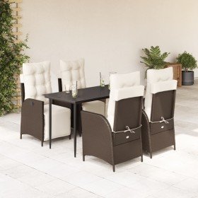 Set comedor de jardín 5 piezas y cojines ratán sintético marrón en Conjuntos de jardín | Comprar online en Foru.es