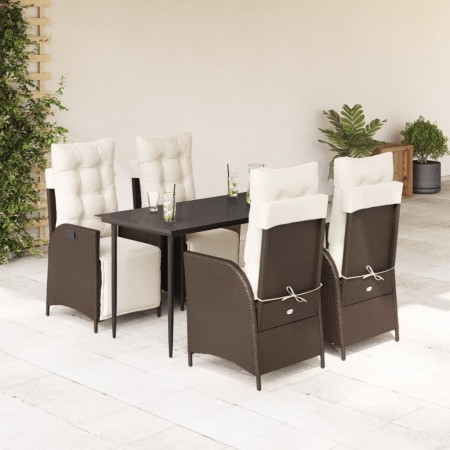Set comedor de jardín 5 piezas y cojines ratán sintético marrón en Conjuntos de jardín | Comprar online en Foru.es