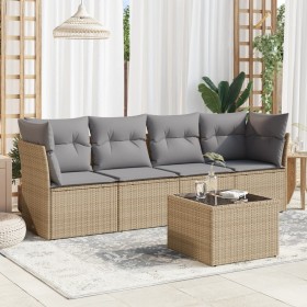 Juego de sofás jardín con cojines 5 pzas ratán sintético beige de , Conjuntos de jardín - Ref: Foro24-3249078, Precio: 320,49...