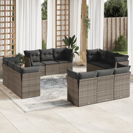 Set de sofás de jardín 12 pzas con cojines ratán sintético gris de , Conjuntos de jardín - Ref: Foro24-3249169, Precio: 822,9...