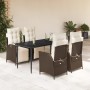 Set comedor de jardín 5 piezas y cojines ratán sintético marrón en Conjuntos de jardín | Comprar online en Foru.es
