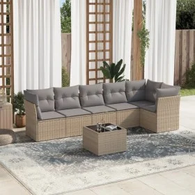 Set sofás de jardín 7 piezas y cojines ratán sintético beige de , Conjuntos de jardín - Ref: Foro24-3249508, Precio: 431,86 €...
