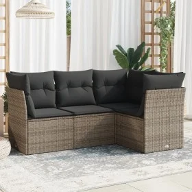 Set de sofás de jardín 4 pzas y cojines ratán sintético gris de , Conjuntos de jardín - Ref: Foro24-3249419, Precio: 267,86 €...