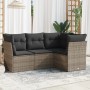 Set de sofás de jardín 4 pzas y cojines ratán sintético gris de , Conjuntos de jardín - Ref: Foro24-3249419, Precio: 289,42 €...
