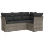 Set de sofás de jardín 4 pzas y cojines ratán sintético gris de , Conjuntos de jardín - Ref: Foro24-3249419, Precio: 289,42 €...