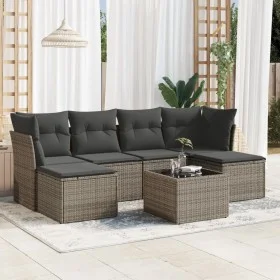 Set de sofás de jardín 7 piezas con cojines ratán PE gris de , Conjuntos de jardín - Ref: Foro24-3249859, Precio: 392,45 €, D...