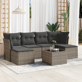 Set de sofás de jardín 7 piezas con cojines ratán PE gris de , Conjuntos de jardín - Ref: Foro24-3249859, Precio: 424,79 €, D...
