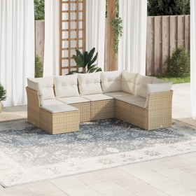Set sofás de jardín 7 piezas y cojines ratán sintético beige de , Conjuntos de jardín - Ref: Foro24-3249827, Precio: 463,81 €...