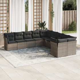 Set de sofás de jardín 10 pzas con cojines ratán sintético gris de , Conjuntos de jardín - Ref: Foro24-3250079, Precio: 579,6...