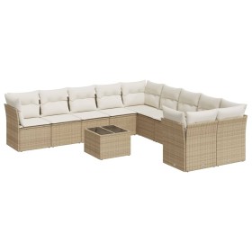 Set de sofás de jardín 11pzas con cojines ratán sintético beige de , Conjuntos de jardín - Ref: Foro24-3250087, Precio: 694,5...