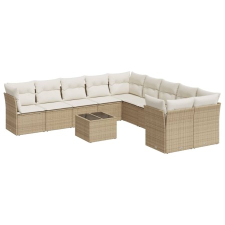 Set de sofás de jardín 11pzas con cojines ratán sintético beige de , Conjuntos de jardín - Ref: Foro24-3250087, Precio: 694,5...