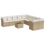 Set de sofás de jardín 11pzas con cojines ratán sintético beige de , Conjuntos de jardín - Ref: Foro24-3250087, Precio: 694,5...