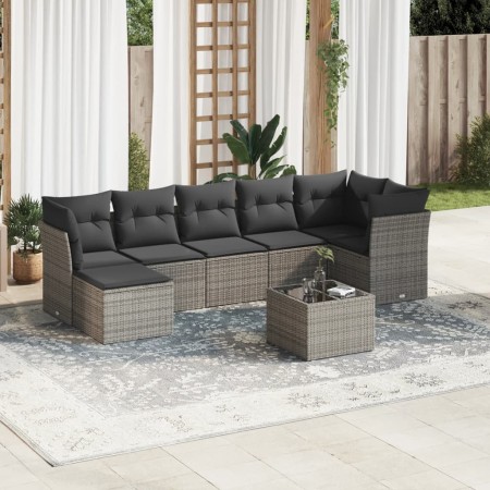 Set de sofás de jardín 8 pzas y cojines ratán sintético gris de , Conjuntos de jardín - Ref: Foro24-3249819, Precio: 482,38 €...