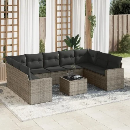 Set de sofás de jardín 10 pzas con cojines ratán sintético gris by , Modular outdoor sofas - Ref: Foro24-3251747, Price: 611,...