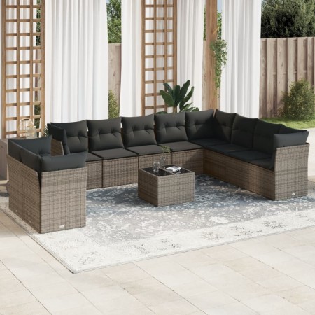 Set de sofás de jardín 11 pzas y cojines ratán sintético gris de , Conjuntos de jardín - Ref: Foro24-3249709, Precio: 655,40 ...