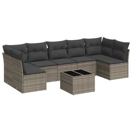 Set de sofás de jardín 8 pzas y cojines ratán sintético gris de , Conjuntos de jardín - Ref: Foro24-3249279, Precio: 464,22 €...