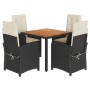 Set de muebles jardín 5 pzas con cojines ratán sintético negro de , Conjuntos de jardín - Ref: Foro24-3212222, Precio: 551,31...