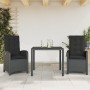 Set comedor de jardín 3 pzas con cojines ratán sintético negro de , Conjuntos de jardín - Ref: Foro24-3212203, Precio: 318,13...