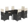 Set de comedor de jardín 7 pzas y cojines ratán sintético negro de , Conjuntos de jardín - Ref: Foro24-3212198, Precio: 801,7...