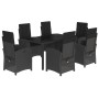 Set de comedor de jardín 7 pzas y cojines ratán sintético negro de , Conjuntos de jardín - Ref: Foro24-3212208, Precio: 808,3...