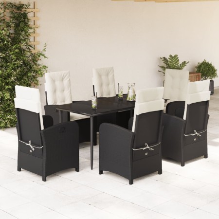 Set de comedor de jardín 7 pzas y cojines ratán sintético negro de , Conjuntos de jardín - Ref: Foro24-3212295, Precio: 783,2...
