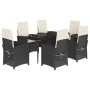 Set de comedor de jardín 7 pzas y cojines ratán sintético negro de , Conjuntos de jardín - Ref: Foro24-3212295, Precio: 783,2...