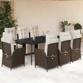 Set comedor para jardín 9 pzas y cojines ratán sintético marrón en Conjuntos de jardín | Comprar online en Foru.es