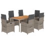 Set comedor jardín 7 pzas y cojines ratán sintético gris de , Conjuntos de jardín - Ref: Foro24-3212243, Precio: 776,25 €, De...