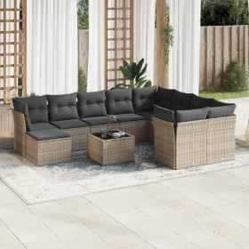 Set de sofás de jardín 11 pzas y cojines ratán sintético gris de , Conjuntos de jardín - Ref: Foro24-3250439, Precio: 651,86 ...