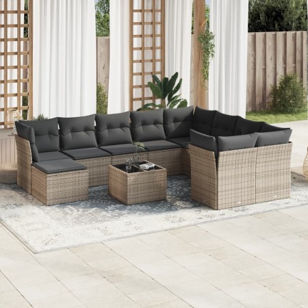 Set de sofás de jardín 11 pzas y cojines ratán sintético gris de , Conjuntos de jardín - Ref: Foro24-3250439, Precio: 651,86 ...