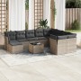 Set de sofás de jardín 11 pzas y cojines ratán sintético gris de , Conjuntos de jardín - Ref: Foro24-3250439, Precio: 651,86 ...