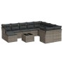 Set de sofás de jardín 11 pzas y cojines ratán sintético gris de , Conjuntos de jardín - Ref: Foro24-3250439, Precio: 651,86 ...